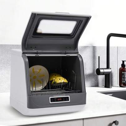 Rainaut Set Of Freestanding 110V Stainless Steel Countertop Dishwasher With Touch Screen, Portable 3 Washing Mode Program Countertop Dishwasher, Mini Dishwasher IPX1 Waterproof For Small Households, Apartments, Boats, And Campers/ RVS With Limited Space And Is Also Ideal For Commercial Kitchens,