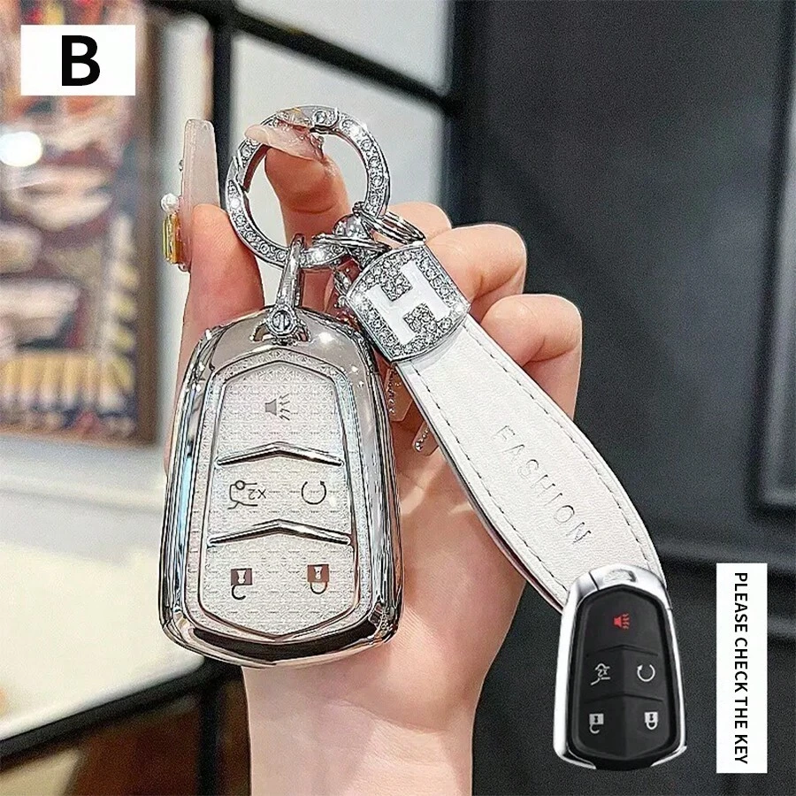 凱迪拉克鑰匙遙控器保護套 XT5 XT6 CT6 XT4 XTS CT5 SRX ATSL 高端純色休閒可愛 TPU 車鑰匙套 節日禮物 - 彩色 - 查看 1