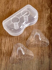 2个/套硅胶乳头保护套，带收纳盒，柔软防咬哺乳保护套，轻薄哺乳护罩，易于清洁 - 彩色 - 查看 5