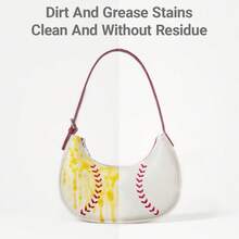 Women's Baseball Stitch Underarm Shoulder Bag, Sporty Casual Designer Purse - 白色 - 查看 4