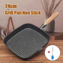 Grill Pan Non Stick Griddle Frying Poring Lips Induction Skillet Cooking Steak - Black - View 1