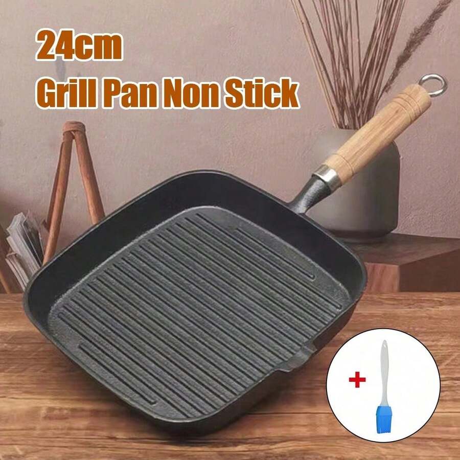 Grill Pan Non Stick Griddle Frying Poring Lips Induction Skillet Cooking Steak - Black - View 1