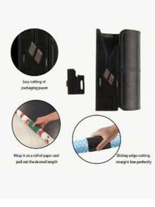 1 pieza/2 piezas Cortador de papel cilíndrico portátil, tijeras para envolver regalos, cortador de papel navideño - Negro - Ver 5
