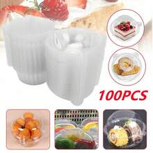 100 SINGLE CUPCAKE BOXES CLEAR MUFFIN HOLDER CASES DOMES CUPS PODS CONTAINERS - Clear - View 10