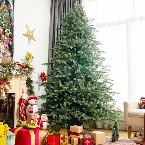 COSTWAY 8ft Hinged Artificial Christmas Spruce Tree W/ 1658 Mixed PE & PVC Tips