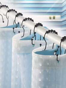 12 Piece Set With Sliding Ball Shaped Double Hook Waterproof And Rust Proof Curtain Shower Curtain Hook - Multicolor - View 11