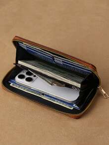 1个简约多卡位纯色男士商务休闲长款拉链卡包
