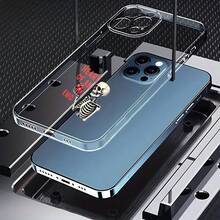 de moda transparentes, carcasa de teléfono transparente Cubierta de teléfono transparente para iPhone con diseño de esqueleto sosteniendo corazón rojo y texto Heart of an Emo ideal para uso diario y estilo urbano Prevención de caídas - transparente - Ver 4