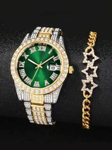 1 件/套新品热销三眼石英表，休闲办公商务腕表适合日常搭配、生日、女士礼物、周年纪念、年终促销、光棍节、万圣节促销，无礼盒 - 香檳色 - 查看 7