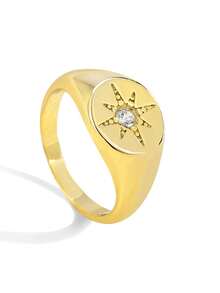 Charm-In 1 chiếc nhẫn đá Zirconia hình ngôi sao màu vàng, trang sức hàng ngày - Vàng CYR0105 - Xem 9