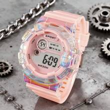 Stylish Digital Watch With A Luminous Dial, Featuring Anti-Internet And Anti-Call Protection For Students. A , Multi-Functional Watch Suitable For Women And Girls, This High-End, Cute Pink Sports Digital Watch... - Hồng nhạt - Xem 1