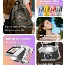 Mini cámara digital con llavero (incluye tarjeta de memoria de 32GB, lector de tarjetas, adaptador), captura de fotos y videos, cámara con pantalla abatible CCD, excelente regalo para vacaciones y Navidad - Multicolor - Ver 9