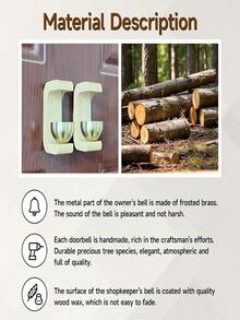 木质风铃门铃，无线免电池门铃 - 无需电源的入户门铃，家居装饰悬挂风铃，日式门铃，入口报警铃，装饰性悬挂铃铛。磁性木质风铃，适用于花园、餐厅和房间。