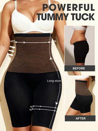 1件女士塑身微塑形条纹收腹瘦腿塑身裤女士塑身下装