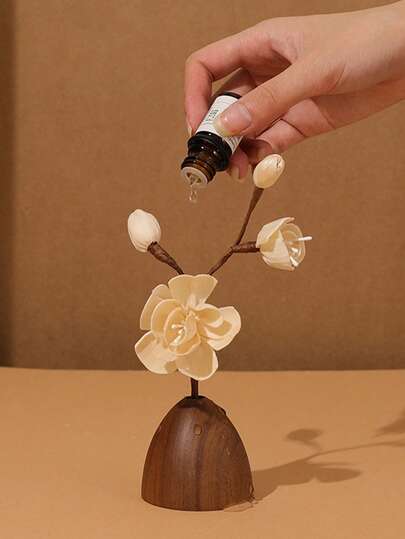 Dried Flower Arrangement Diffuser, Wood Diffuser Bottle, Aromatherapy Essential Oil, Tongcao Flower, Desktop And Car Diffuser, High-End Wooden Decorative Ornament(No Essential Oil Included)