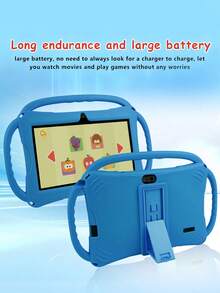 Qetupa 3pcs 7-Inch Kids Tablet, 64GB ROM, 4GB RAM, Android 13.0, 2.4G WiFi, GMS, Eye Protection, Camera, Parental Control, Pre-Installed Apps, Educational Games, Rechargeable Battery, Fun Design, Durable Plastic Shell (Adapter Not Included) - Blue - View 5