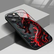 Funda de Teléfono de Vidrio Templado con Patrón de Grifo de Llama Roja Premium, Adecuada para iPhone 17agua, iPhone1716,15,14,13,12/iPhone16,.15,14,13,12Plus/iPhone17, 16,15,14,13,12Pro/iPhone17, 16,15,14,13,12ProMax/paraiPhone11/11 ProMax, paraiPhonex/xs/xr/xs.max,paraiPhone7/8/,7Más/8Además, es unisex, lindo, versátil y de moda, con más de 15 modelos disponibles. - Colores mixtos - Ver 5