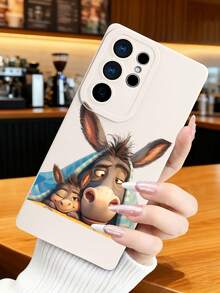 1 pieza Funda de teléfono con diseño de burro adulto y cría bajo una manta a rayas, estilo tierno y emotivo, ideal para amantes de los animales y la temática familiar, protección elevada para lente con diseño de ojo de cámara, resistente a golpes, compatible con iPhone 17 Pro Max/16/15/14/13/12/11/Plus/Pro/Pro Max, compatible con Galaxy A34/A35/A54/A55, Galaxy S20/S21/S22/S23/S24/S25 Ultra/Plus, compatible con Galaxy/Redmi/Honor/OPPO/ViVo - Blanco - Ver 2