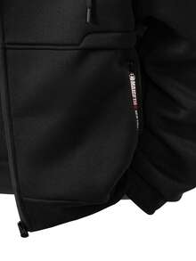 男士户外运动保暖内衬拉链连帽夹克，防风保暖，适合寒冷天气外出，秋冬季 - 黑色 - 查看 5