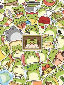 50 piezas Pegatinas de rana de dibujos animados, divertidas y lindas, para teléfono, computadora portátil, equipaje, guitarra, monopatín, iPad, decoración DIY