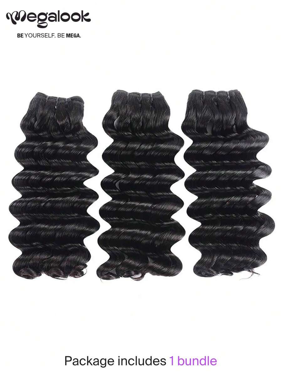MEGALOOK 15A Deep Wave Human Hair Bundles 100% Virgin Hair 12-28 Inch Natural Hair Weft 1pc Unprocessed Brazilian Raw Hair High Quality Silky Soft Women Hair Extensions - SNatural - View 1