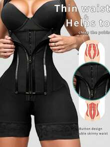 1 Pc Women's Faja Body Shaper Bodysuit, Colombian Shapewear,Tummy Control ,Butt Lifter, Slimmer Jumpsuit,Zipper Closure,Thigh Slimming Bodysuit Lingerie,Suitable For Daily Wear Or Various Occasions-Autumn,Christmas And Halloween Costumes - 彩色 - 查看 2