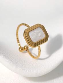 3pcs/Set Fashionable & Elegant Delicate Gold-Plated Stainless Steel Heart & Geometric Open Adjustable Rings, Suitable For Women's Daily, Party, And Date Wear