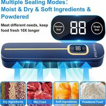 RAF Scelleur sous vide portable deux-en-un avec affichage numérique. Scelleur sous vide - un puissant scelleur sous vide avec 4 modes (sec/humide/moelleux/poudre), affichage numérique tactile et scellage automatique de l'air. Il convient à la conservation des aliments, à la cuisson sous vide et à la préparation des repas. - Voir 3
