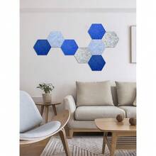 Hexagon Felt Bulletin Board Tiles, 8 Pcs, 8.7 X 7.5 Inches, With 20 Pushpins, For Easy Display Of Photos Pictures Memos Notices, Felt Wall Tiles For Office Home Classroom (Blue),Blue - Màu xanh lam - Xem 6