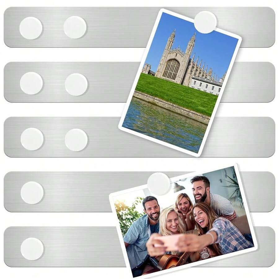 ZDZBLX Magnetic Board 5Pcs, Magnet Bulletin Board Frameless Stainless Steel Iron Board Strips, Adhesive BacFKing Metal Magnet Boards,Memo Strip For Wall Schoolsss Office Home Use,Includes 10 White Magnets,5pcsBigIronstrip-10PCS2CMWhitemagnet - 5 miếng sắt lớn - 10 miếng nam châm trắng 2cm - Xem 1