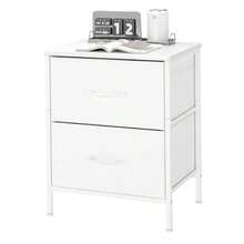 Bedside Table White Board Side Tables Storage Small Narrow Desk Chest Of Drawers Nightstand With 2 Drawer Bedroom Living Room Home Furniture Lamp Stand Nightstand Cabinet In 53cm Height - như hình ảnh - Xem 1
