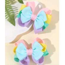 2 Piezas de Pinzas de lazo de colores caramelo para niñas pequeñas , accesorios para el cabello de niños y adolecentes , adecuados para el dia - Multicolor - Ver 2