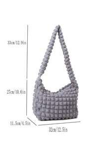 Dies ist eine modische und elegante einfarbige, wolkenförmige Bubble-Schultertasche, speziell für Frauen entworfen. Sie ist leicht und geräumig, was sie sehr geeignet für den täglichen Ausgang, Einkaufen, Wochenendtrips und legere Zusammenkünfte macht. - Grau - Übersicht 3