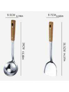 5pcs/Set Stainless Steel Heat Resistant Handle Spatula, Ladle, Strainer Cooking Utensil Set, Kitchen Cookware - Multicolor - View 8