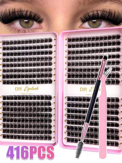 416pcs Individual Lashes Eyelash Book Clusters Extensions False Eyelash DIY At Home Cluster Eyelash Extensions Makeup Lash Clusters,Eye Lash Clusters,Individual Eyelashes,Lashes,Fake Lashes,Suitable For Travel, Daily Wear For Beginners, Weddings, Dates, Parties, Festivals, Very Suitable For Christmas/Halloween/Gift Eyelash Bundles