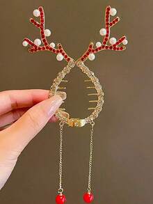 1 pieza Clip para el cabello con borla de cuerno de ciervo de cristal, adecuado para mujeres, regalo para vacaciones y Año Nuevo - Multicolor - Ver 15