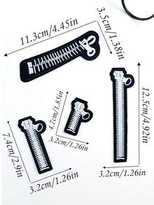 4 piezas Parches con diseño de cremallera para planchar, parches bordados para coser, adecuados para mochilas, vaqueros, chaquetas, manualidades DIY en ropa, zapatos, bolsos, etc. - Blanco y Negro - Ver 4