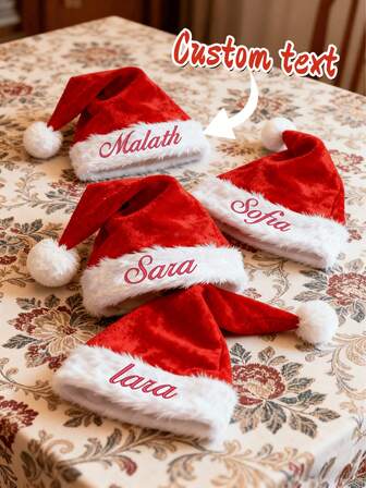 名前刺繍入りクリスマス帽子、ファミリーペット ホリデーパーティー装飾サンタ帽子、大人、子供、ペット用の名入りサンタクロース帽子、クリスマスギフト、ファミリー集まり、ペットホリデーコスチュームに適しています