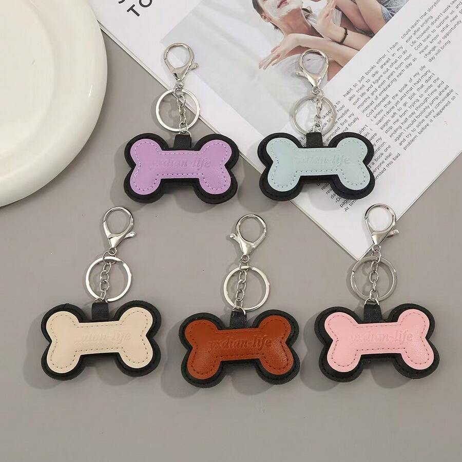 Söt nyckelring i läder med hundben, tecknad väska-berlock - Multifärgad - Visa 1