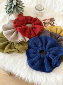 Oversized Korean Style Knitted Hair Scrunchies, Autumn/Winter Hair Ties, Large Spiral Hair Scrunchies, High-End Low Ponytail Hair Ties, New Women's Extra Large Black/White/Red/Green/Khaki Hair Scrunchies