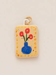 1pc New Fashion Animal & Plant Series Sakura Fish, Shrimp, Swan, Sun Charm Pendant, 18K Gold Plated, DIY Jewelry Accessory, Necklace, Bracelet, Earring, Keychain, Bag, Women Jewelry Gift - Multicolor - View 7