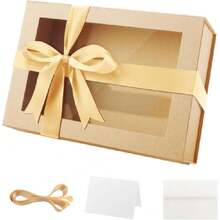 Large Kraft Gift Box With Window, 13.5x9x4.1 Inches Clear Gift Box For Present Contains Ribbon, Card, Groomsman Proposal Box Witagnetic Lid,30187507 - 霧霾藍 - 查看 1
