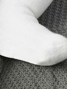 5 Pairs Baby Solid Color Warm Fleece Socks, Autumn/Winter - White - View 3