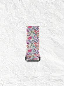 White Background With Purple Flowers And Branches 20/22 Mm Universal Strap Compatible With Samsung, Huami, Garmin, Honor Smartwatches - Silicone Surface Strap Pattern Compatible With GT2/Gt3, Watch 3/Galaxy - Multicolor - View 4