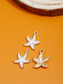 10pcs/Set Mixed Fashion Enamel Starfish Alloy DIY Pendant - White - View 10