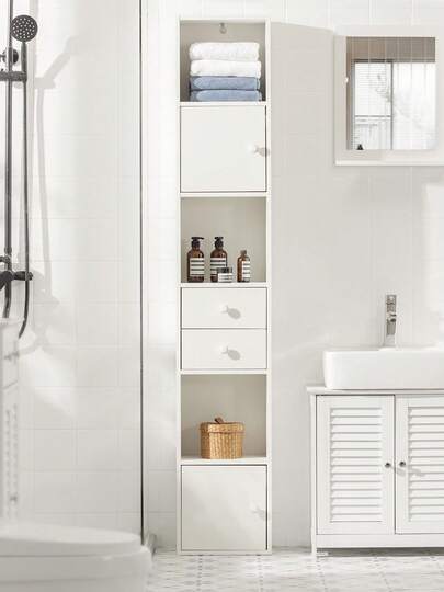 SoBuy STR10-W, Bokhylla Bokhylla Förvaringshylla Förvaringshylla Displayhylla Stående hylla Högt skåp, B33 X D24 X H188cm Badrumsinredning Badrumsorganisatör Sommar Badrumstillbehör