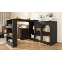 Um 360° Drehbarer Bartisch (Hauptkörper 120 X 40 X 97 Cm), Modern And Einfacher Weißer Rotierender Ess- Und Barschrank, Multifunctional Aufbewahrungsschrank Mit Glastür - Black - View 6