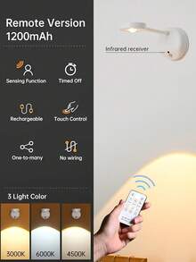 1pc Wireless LED Wall Light With Motion Sensor - Remote/Touch Control, 3 Color Changing Modes, USB Rechargeable, Suitable For Home Decor - 壁燈 - 查看 12