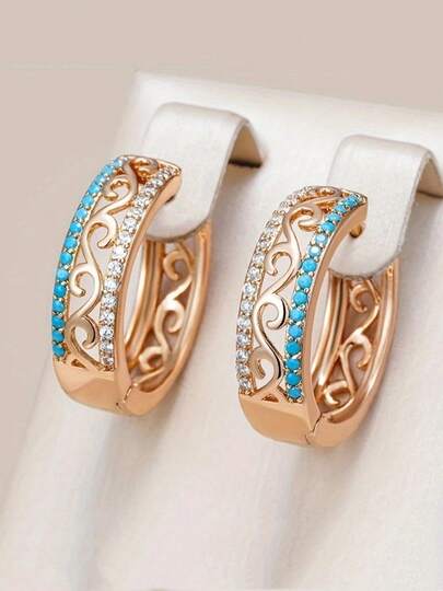 Bohemian Style Blue Synthetic Turquoise Women Earrings, Luxury For Party, Festival And Daily Wear, Suitable For All Seasons