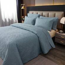 Modern Style, Polyester Fiber, Embossed Bedspread 3 Pieces Set, [1 Bed Skirt, 2 Pillowcases Random, No Pillow Inserts] Stain-Resistant, Suitable For All Seasons; Living Room, Bedroom, Hotel Use.